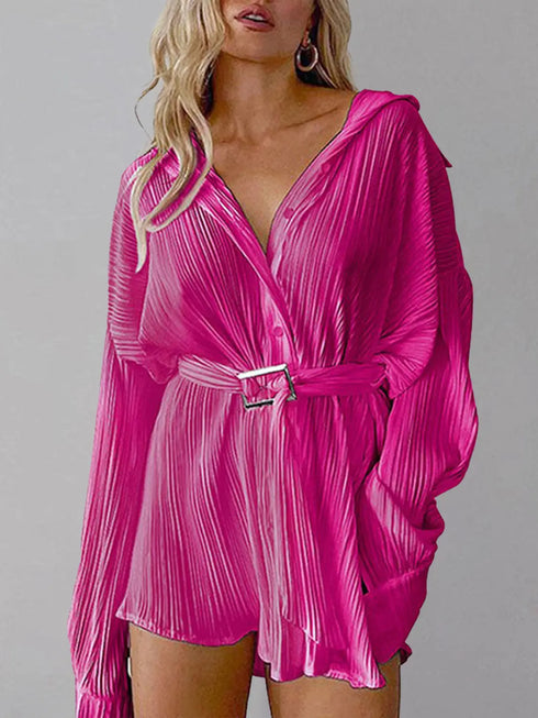 'Amara' Button Up Dropped Shoulder Shirt Dress - Celes Fashion